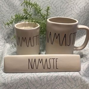 Rae Dunn NAMASTE Mug, Candle & Desk Sign